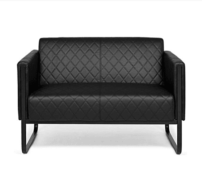 Black Leather 2‑Seater Sofa Hire in Berlin – Sleek & Refined Lounge Seating
