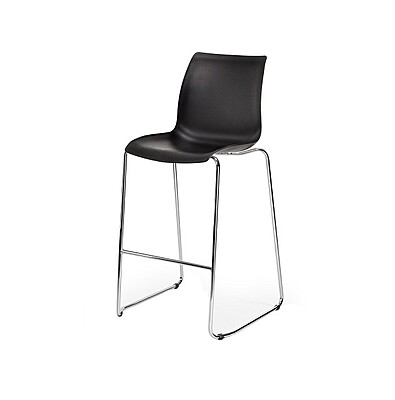 black bar stool hire Berlin – full backrest black bar stool at Berlin trade fair booth