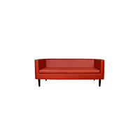 red sofa hire Berlin – 200 cm red couch placed in photo zone setup