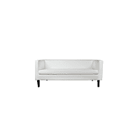 white sofa hire Berlin – seating arrangement in bright trade fair booth