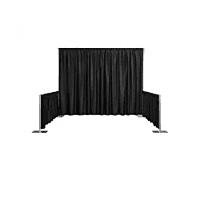pipe and drape hire Berlin – adjustable curtain system in black on pipe frame