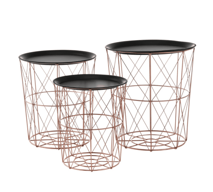 Copper Side Table Set Hire in Berlin – 3 Elegant Metal Tables for Events Copper Side Table Set Hire in Berlin – 3 Elegant Metal Tables for Events