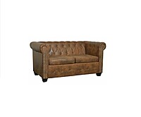 Brown Chesterfield Sofa Hire in Berlin – Elegant 2‑Seater Lounge Seating