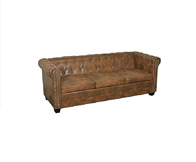 Brown Chesterfield Couch Hire in Berlin – 3‑Seater Lounge Sofa for Events