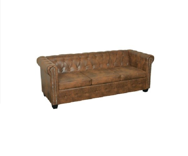 Brown Chesterfield Couch Hire in Berlin – 3‑Seater Lounge Sofa for Events Brown Chesterfield Couch Hire in Berlin – 3‑Seater Lounge Sofa for Events