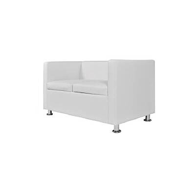 White Leather 2‑Seater Sofa Hire in Berlin – Elegant & Comfortable Lounge Seating