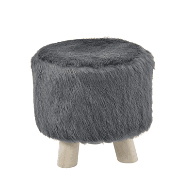 Berlin Faux Fur Pouf Hire – Grey Round Ottoman Ø 29 cm