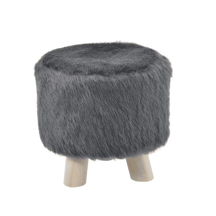 Berlin Faux Fur Pouf Hire – Grey Round Ottoman Ø 29 cm