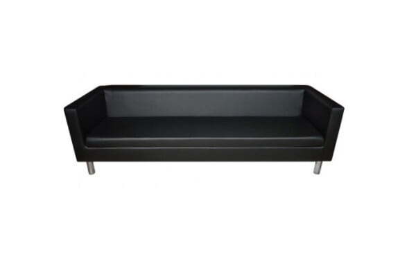 Black Sofa Hire in Berlin – Modern Faux Leather Event Seating Black Sofa Hire in Berlin – Modern Faux Leather Event Seating