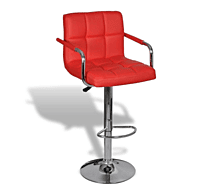 red bar stool hire Berlin – close‑up of swivel mechanism and vibrant red seat