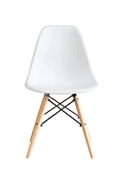 Berlin Industrial Chair Hire – White Plastic Seat with Wooden Legs, 82 cm
