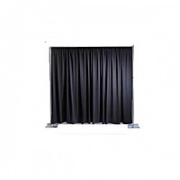 pipe and drape hire Berlin – 3 × 3 m steel frame with gathered fabric backdrop