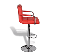 red bar stool hire Berlin – adjustable PU seat and chrome base from side view