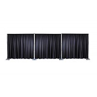 pipe and drape system hire Berlin – 3 × 9 m steel frame with black drape
