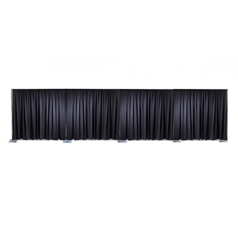pipe and drape system hire Berlin – 3 × 12 m steel frame with black drape