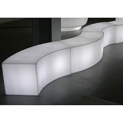 LED bench hire Berlin – illuminated bench seating in lounge setup