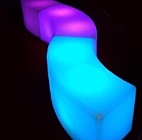 LED bench hire Berlin – glowing bench at event reception