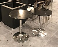 Adjustable Bar Table Hire in Berlin – Black Wood & Chrome Elegance