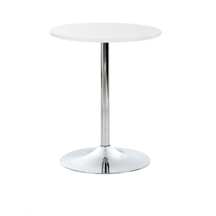 adjustable bar table hire Berlin – white wood top table at 88 cm with chrome legs adjustable bar table hire Berlin – white wood top table at 88 cm with chrome legs