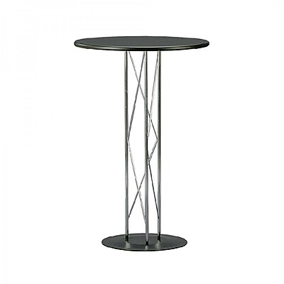 round bistro table hire Berlin – black wood-top table at cocktail event