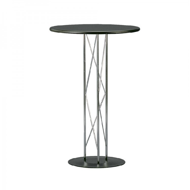 round bistro table hire Berlin – black wood-top table at cocktail event round bistro table hire Berlin – black wood-top table at cocktail event