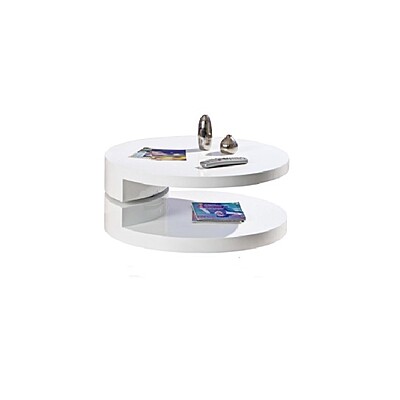 Rotating Coffee Table Hire in Berlin – 80 × 80 × 35 cm, White High-Gloss Swivel Table