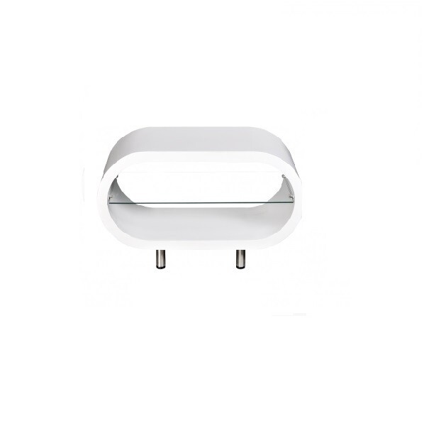 oval lounge table hire Berlin – oval high‑gloss table with glass top in lounge