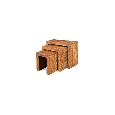 Mango Wood Side Table Set Hire in Berlin – 3‑Piece Natural Wood Nesting Tables Mango Wood Side Table Set Hire in Berlin – 3‑Piece Natural Wood Nesting Tables