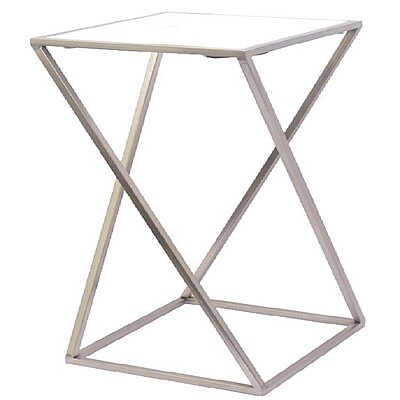 Marble Side Table Hire in Berlin – Chrome Frame, 60.5 cm High
