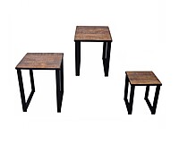 side table set hire Berlin – three-piece lounge set in black and brown