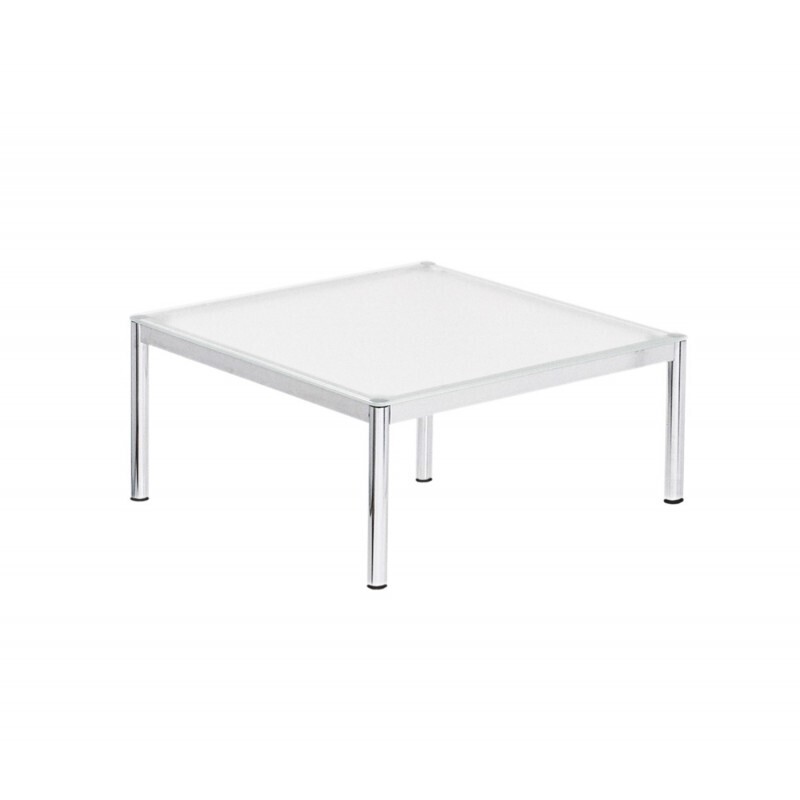 Glass Side Table Hire in Berlin – 80 × 80 cm Lounge Table with Chrome Base
