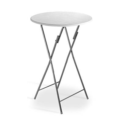 Berlin standing table hire aluminium with wooden top height 110 cm