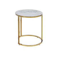 Berlin Marble Side Table Hire – Round Aluminium Frame with Marble‑Look Glass