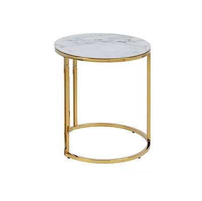 Elegant marble side table hire Berlin aluminium framed marble‑effect tabletop