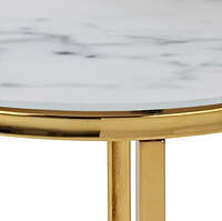 Beistelltisch mieten Berlin aluminium frame marble glass 45 cm Ø side view