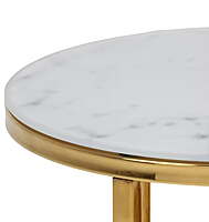 Berlin Marble Side Table Hire – Round Aluminium Frame with Marble‑Look Glass (50 cm Height)