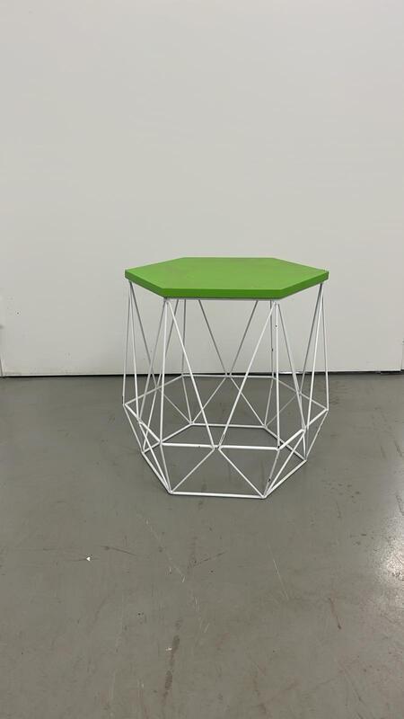 Berlin mosaic side table hire green top black frame 42×37×46 cm