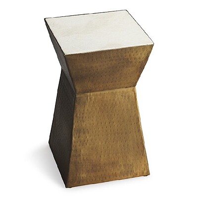 Berlin Modern Stool/Side Table Hire – Glass Top on Metal Frame (51 cm)
