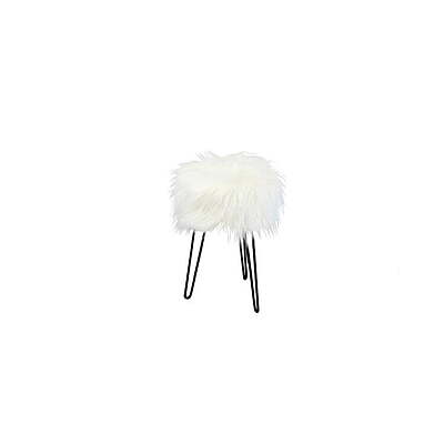 Berlin Faux Fur Stool Hire – White Plush Stool 42 cm
