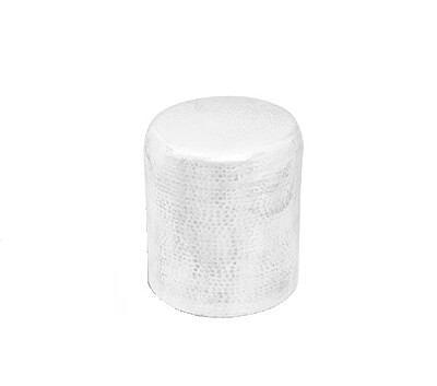 Berlin glossy pouf hire orange and white cylinder seat 47 cm