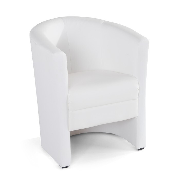 Berlin Lounge Armchair Hire – White Faux-Leather Seat 75 cm Berlin Lounge Armchair Hire – White Faux-Leather Seat 75 cm