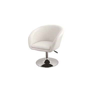Berlin White Swivel Lounge Chair Hire – Adjustable Faux-Leather Armchair