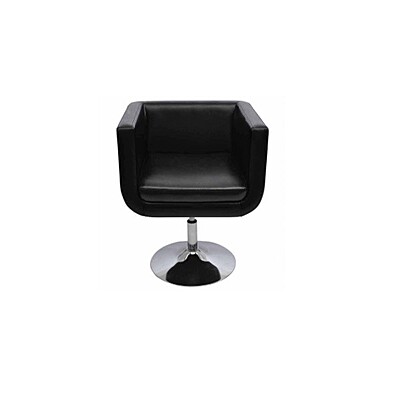 Berlin Black Swivel Lounge Chair Hire – Adjustable Faux-Leather Seat 66–76 cm