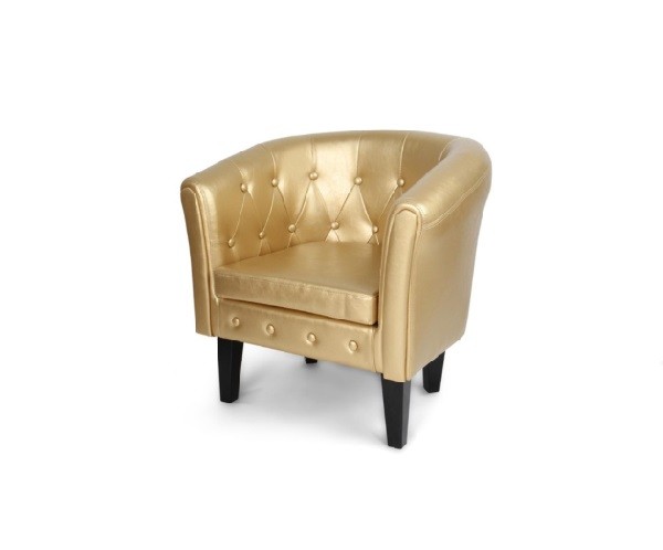 Berlin Gold Club Chair Hire – Leather‑Look Armchair C0072, 71 cm