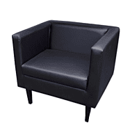 Berlin Black Faux‑Leather Lounge Chair Hire – Upholstered Seat 70 × 60 cm, 66 cm High