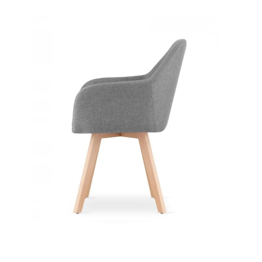 Berlin Grey Upholstered Lounge Chair Hire – Fabric & Wood Seat 84 cm High