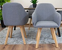 Berlin Grey Upholstered Lounge Chair Hire – Fabric & Wood Seat 84 cm High