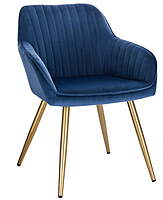 Berlin Blue Lounge Chair Hire – 81 cm High with Gold Legs