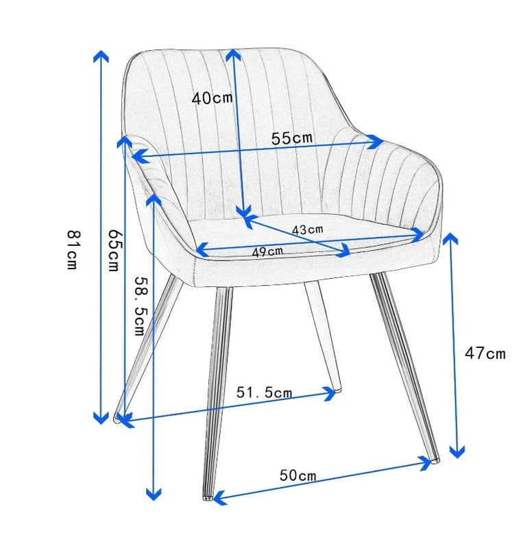 Berlin Blue Lounge Chair Hire – 81 cm High with Gold Legs