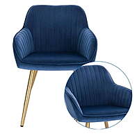 Berlin Blue Lounge Chair Hire – 81 cm High with Gold Legs